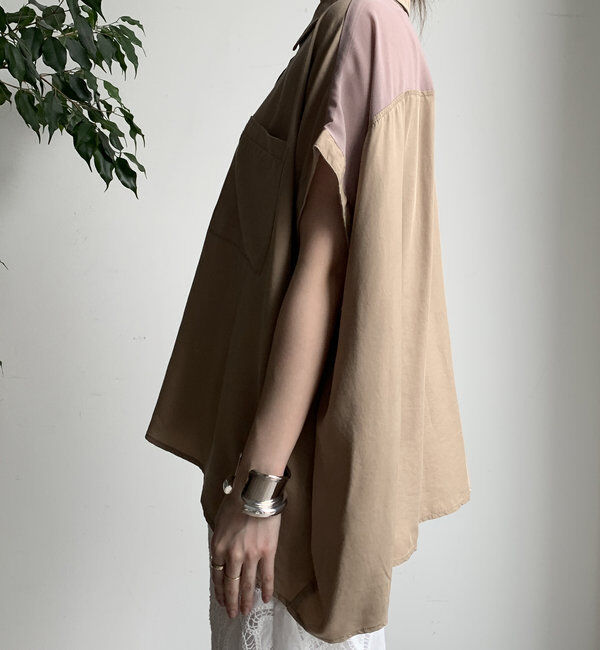  「【WEB限定】リヨセル&times;ジョーゼット切替シャツ」|シャツ・ブラウス|