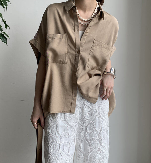  「【WEB限定】リヨセル&times;ジョーゼット切替シャツ」|シャツ・ブラウス|