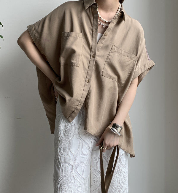  「【WEB限定】リヨセル&times;ジョーゼット切替シャツ」|シャツ・ブラウス|