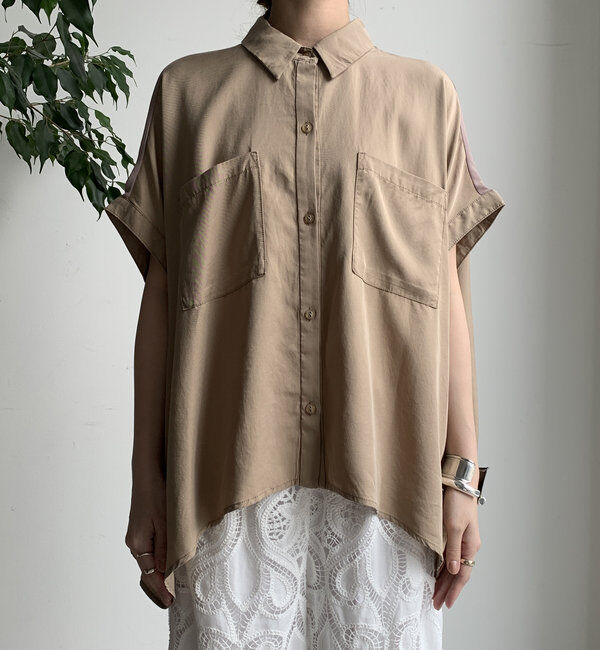  「【WEB限定】リヨセル&times;ジョーゼット切替シャツ」|シャツ・ブラウス|