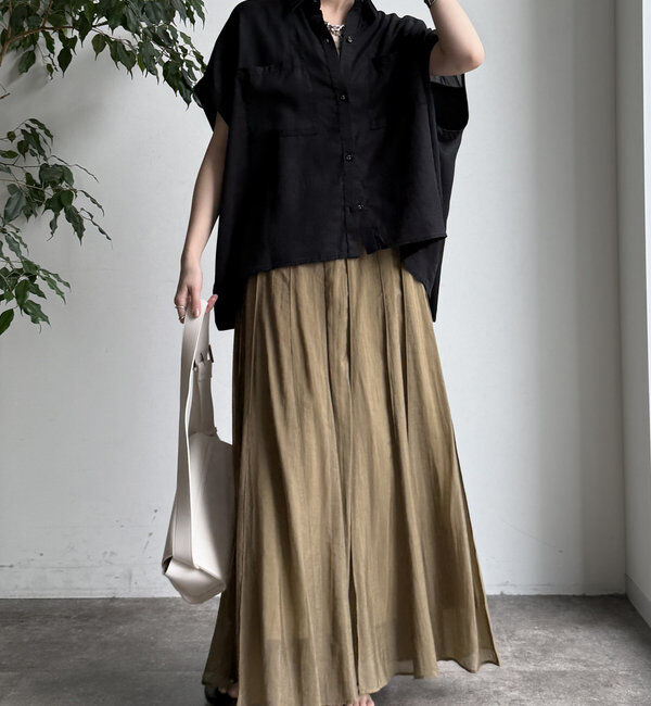  「【WEB限定】リヨセル&times;ジョーゼット切替シャツ」|シャツ・ブラウス|