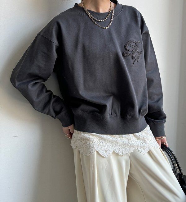  「【WEB限定】裏毛サガラ刺繍バックジッププルオーバー」|Tシャツ・カットソー|ダークグレー