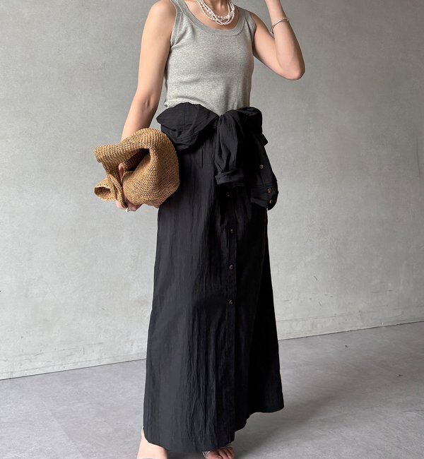  「【WEB限定】ワイヤーカラーロングシャツワンピース」|ワンピース|