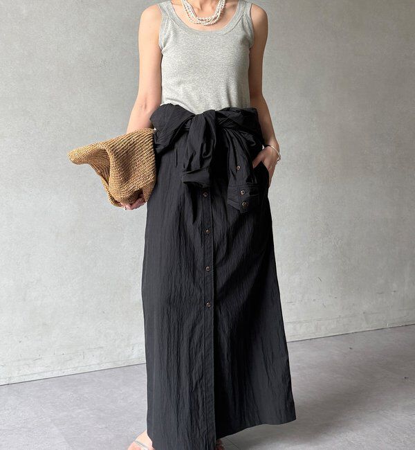  「【WEB限定】ワイヤーカラーロングシャツワンピース」|ワンピース|