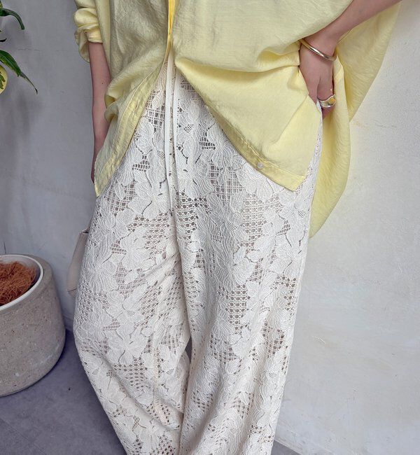  「【WEB限定】フラワーコードレースイージーパンツ」|チノ|