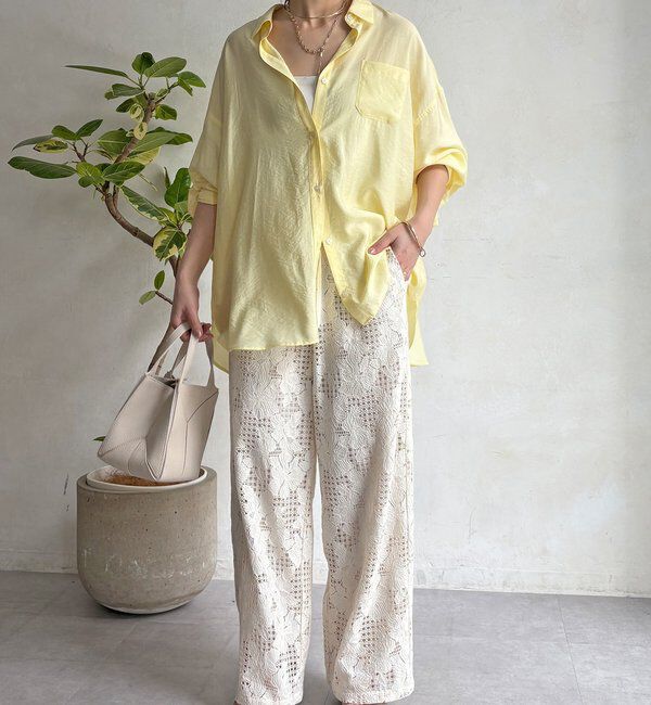  「【WEB限定】フラワーコードレースイージーパンツ」|チノ|