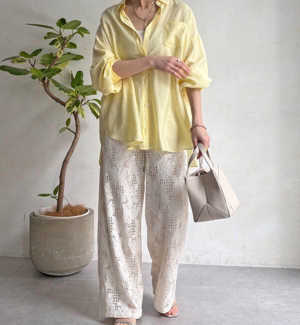  「【WEB限定】フラワーコードレースイージーパンツ」|チノ|