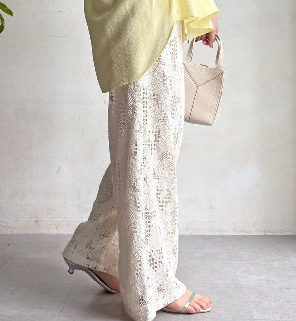  「【WEB限定】フラワーコードレースイージーパンツ」|チノ|