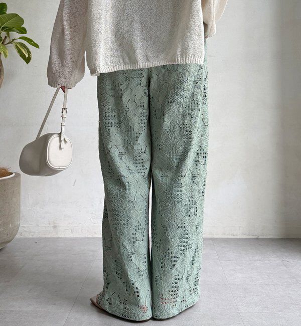  「【WEB限定】フラワーコードレースイージーパンツ」|チノ|