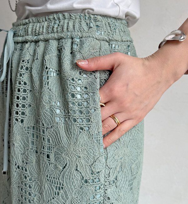  「【WEB限定】フラワーコードレースイージーパンツ」|チノ|