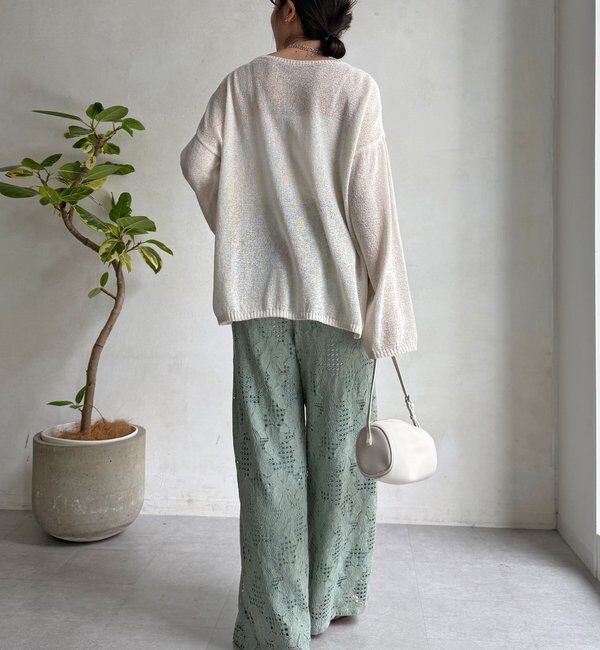  「【WEB限定】フラワーコードレースイージーパンツ」|チノ|