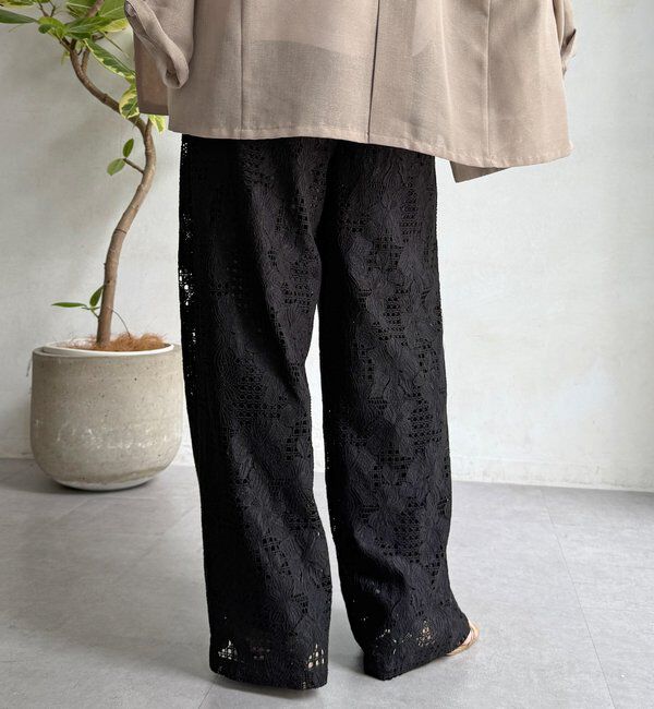  「【WEB限定】フラワーコードレースイージーパンツ」|チノ|