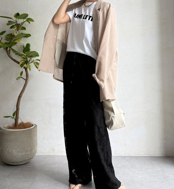  「【WEB限定】フラワーコードレースイージーパンツ」|チノ|