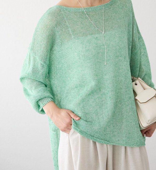  「メランジルーズニット」|ニット・セーター|グリーン