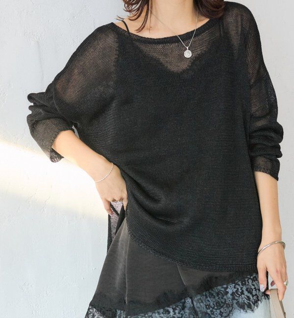  「メランジルーズニット」|ニット・セーター|ブラック