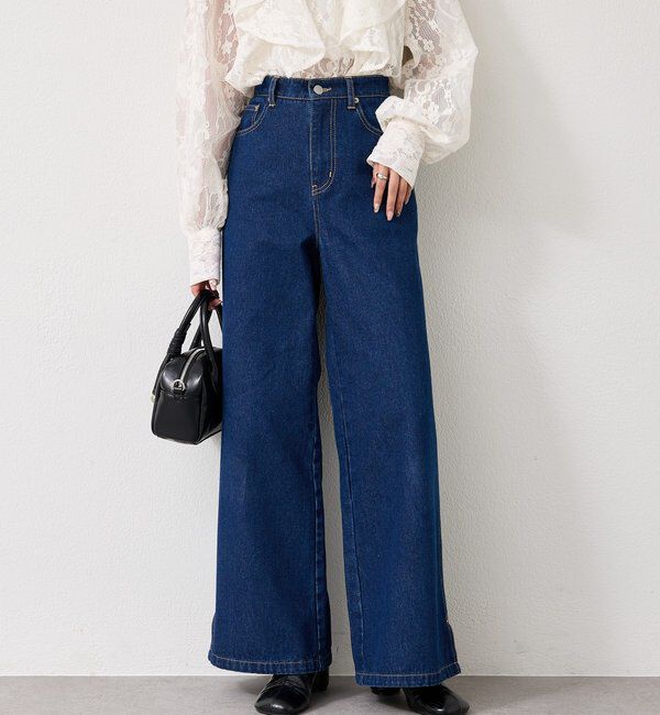  「裾スリットフレアデニム」|デニム|