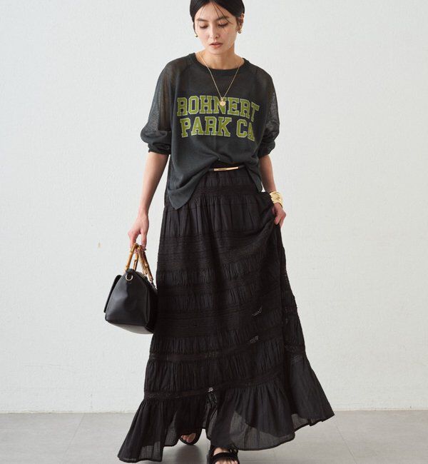  「【INDIA】ギャザーティアードレーススカート」|スカート|