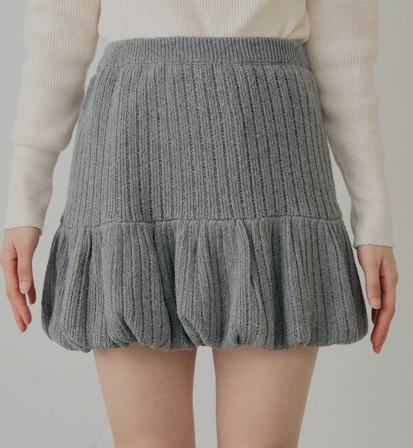  「【セットアップ対応】ニットバルーンミニスカート」|スカート|
