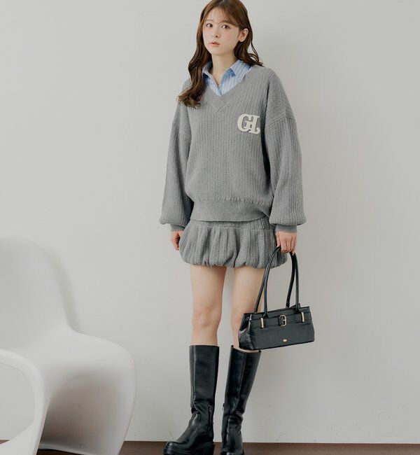  「【セットアップ対応】ニットバルーンミニスカート」|スカート|