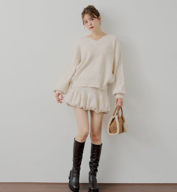  「【セットアップ対応】ニットバルーンミニスカート」|スカート|