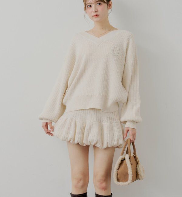  「【セットアップ対応】ニットバルーンミニスカート」|スカート|