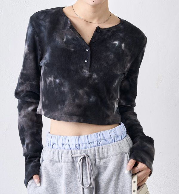  「【WEB限定】ヘンリーネックショートトップス」|Tシャツ・カットソー|ブラックその他1