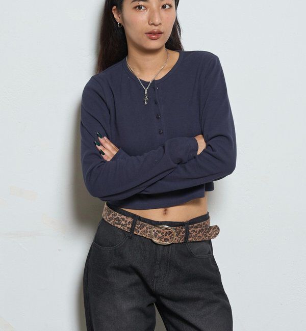  「【WEB限定】ヘンリーネックショートトップス」|Tシャツ・カットソー|