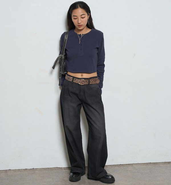  「【WEB限定】ヘンリーネックショートトップス」|Tシャツ・カットソー|