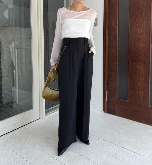  「【前後2WAY】2WAYボートネックシアーロンT」|Tシャツ・カットソー|