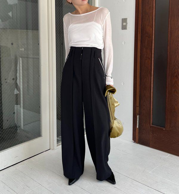  「【前後2WAY】2WAYボートネックシアーロンT」|Tシャツ・カットソー|