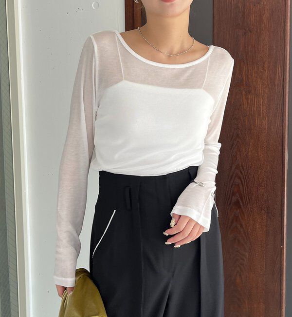  「【前後2WAY】2WAYボートネックシアーロンT」|Tシャツ・カットソー|