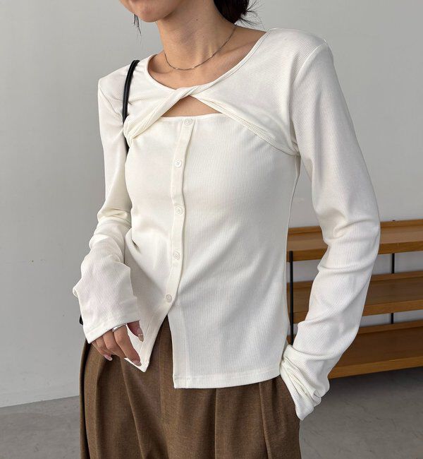  「ツイストネックT」|Tシャツ・カットソー|ホワイト