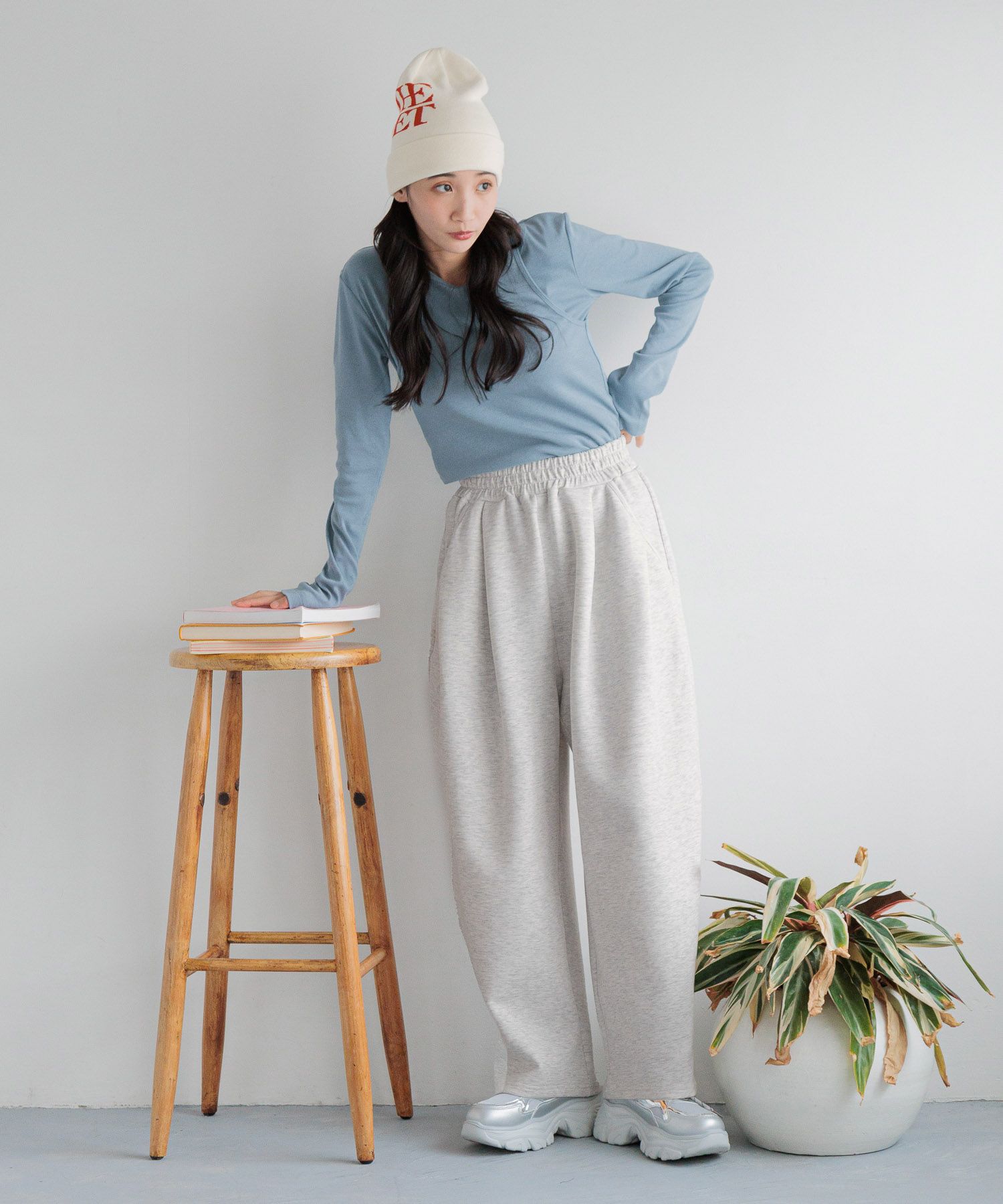 LOWRYS FARM「カットイージーコクーンパンツ」|チノ|