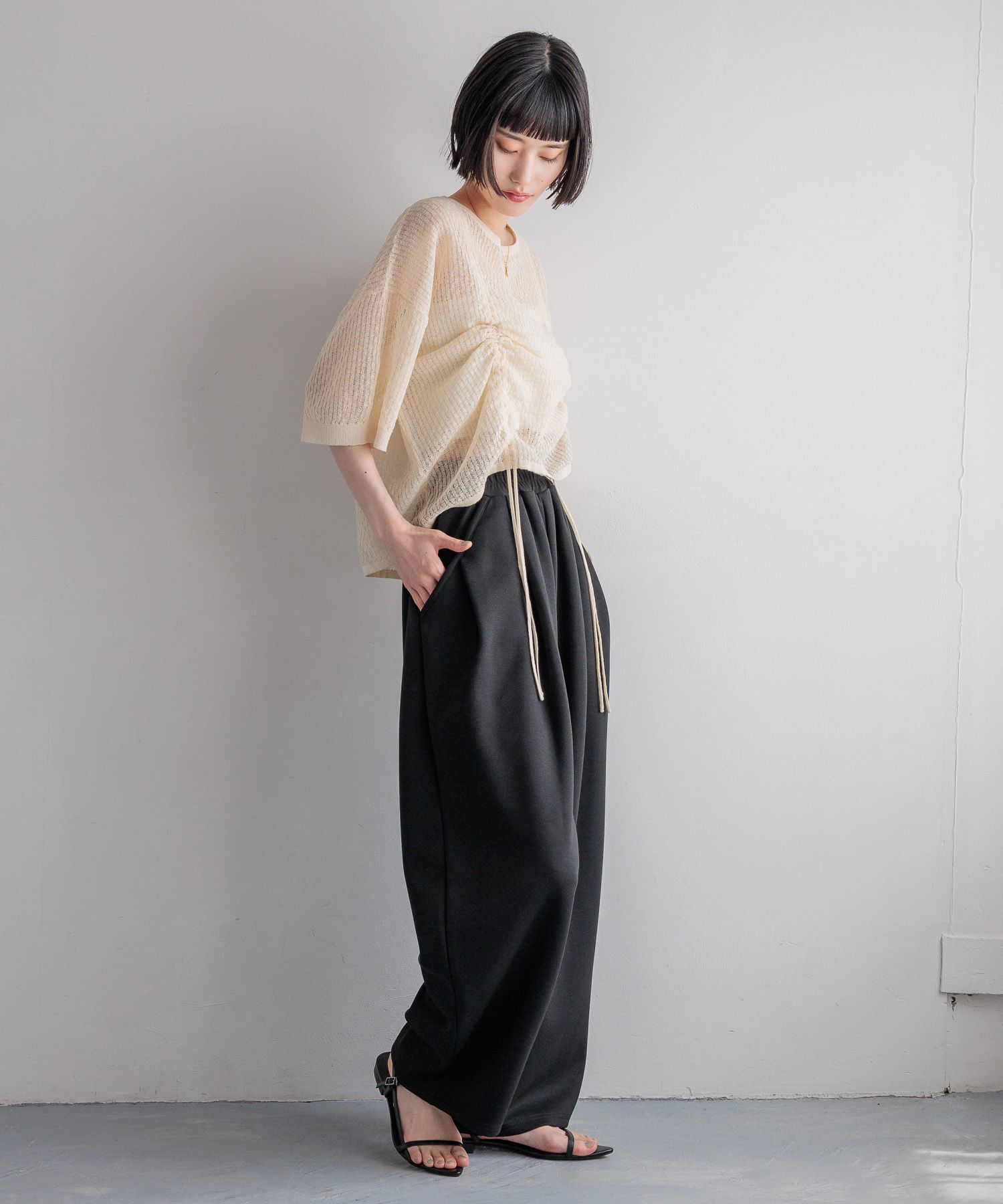 LOWRYS FARM「カットイージーコクーンパンツ２」|チノ|