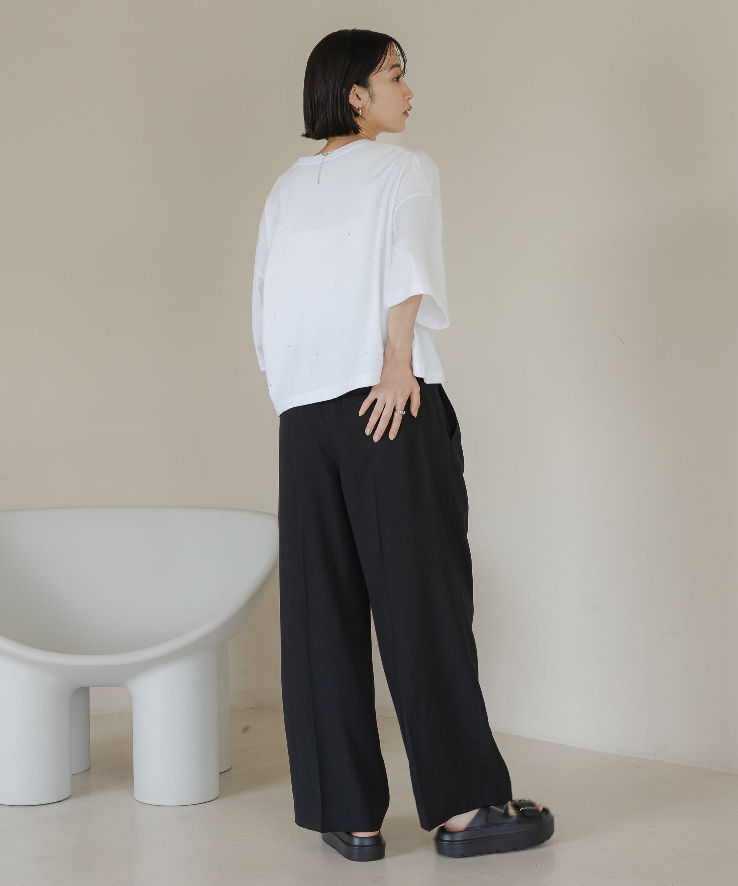 LOWRYS FARM「バスケットワイドパンツ」|チノ|