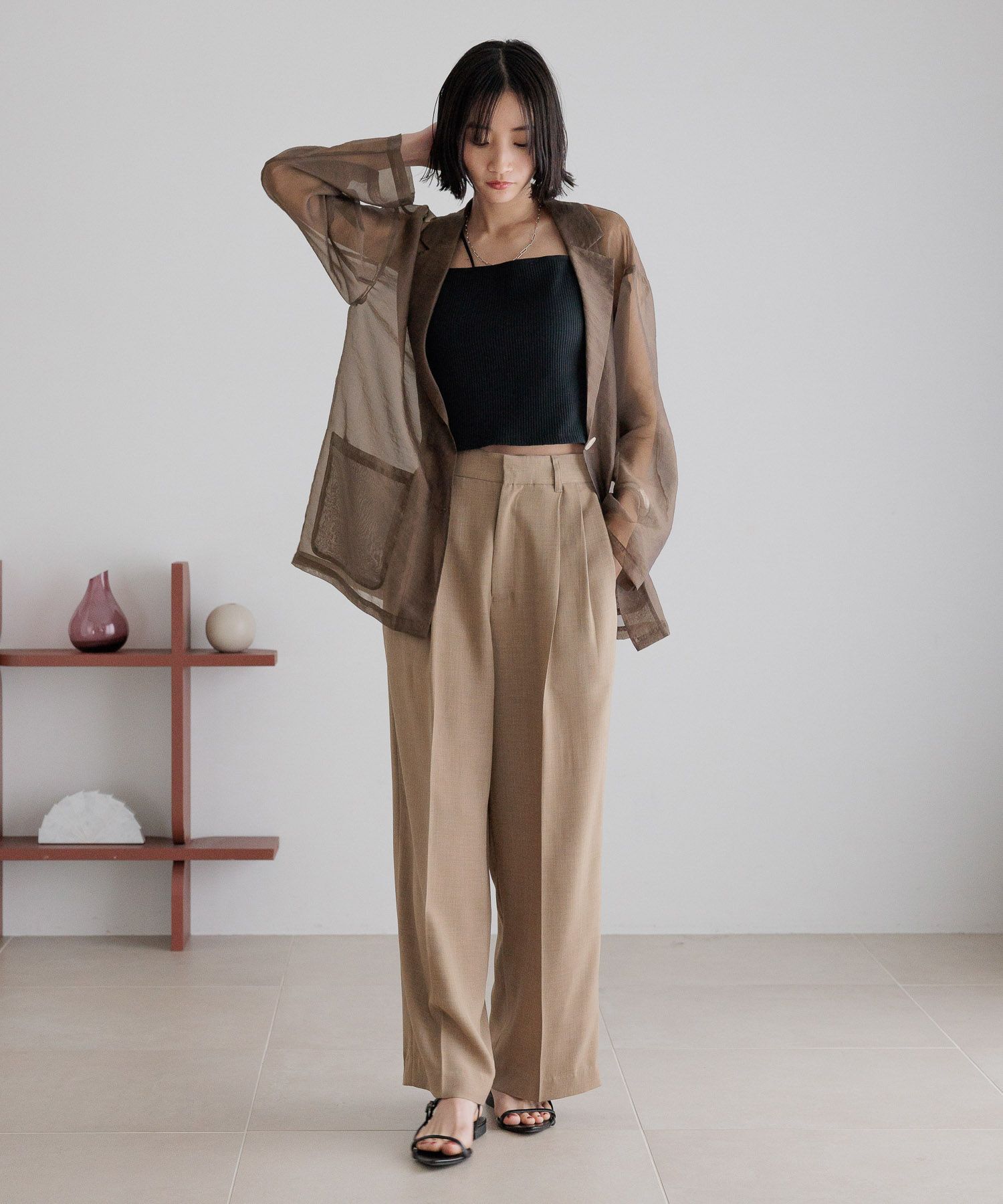 LOWRYS FARM「バスケットワイドパンツ」|チノ|