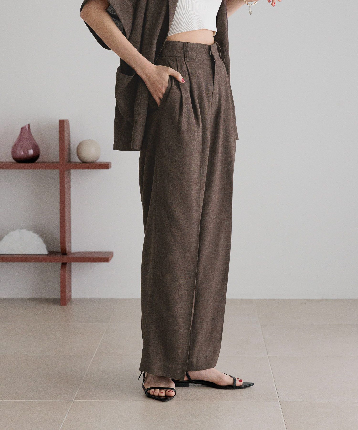 LOWRYS FARM「バスケットワイドパンツ」|チノ|BRN8