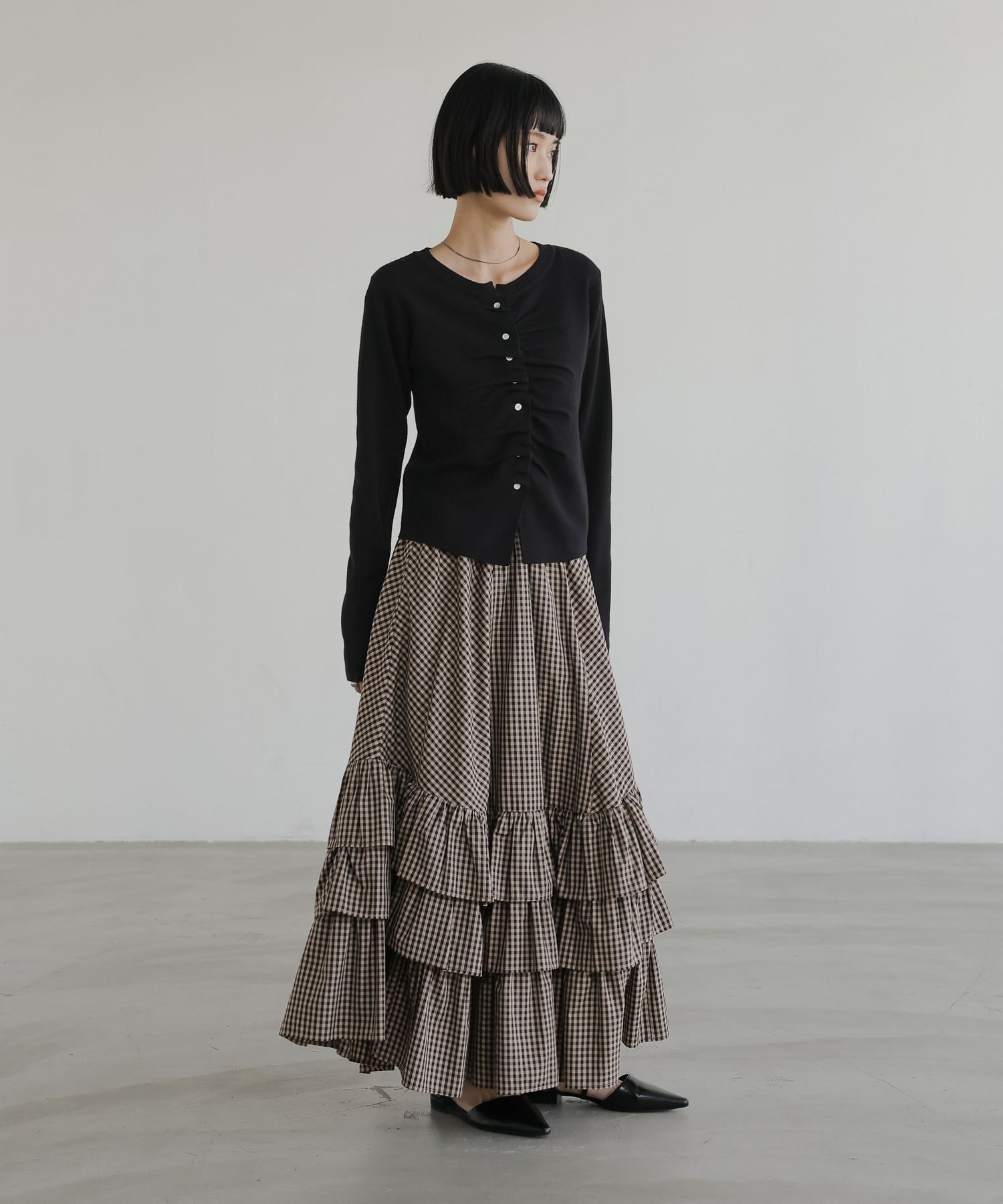 LOWRYS FARM「ギャザーボタンカーディガンＬＳ」|ニット・セーター|