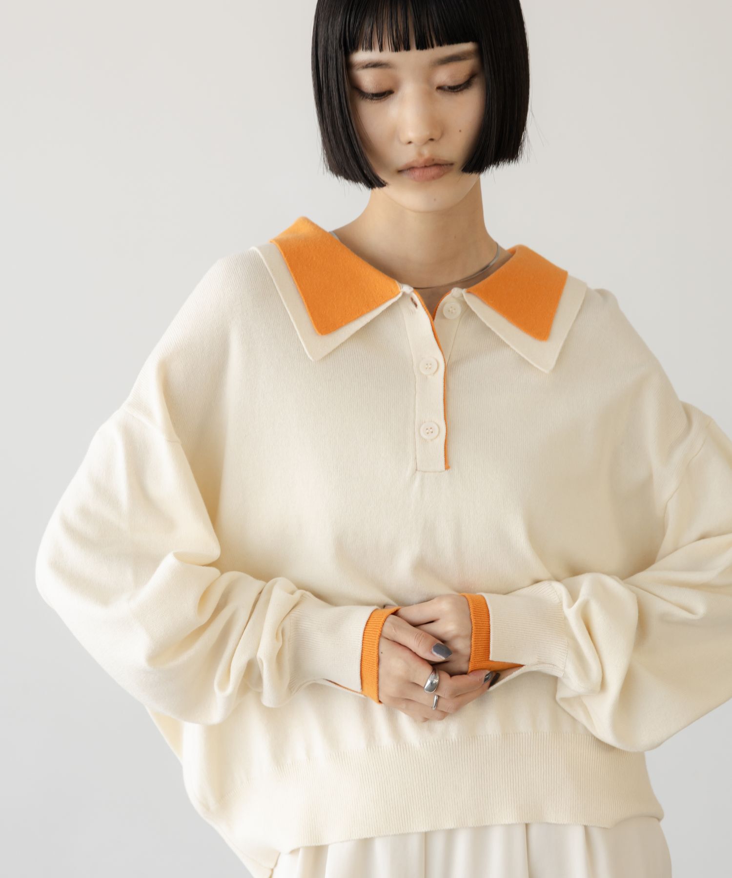 LOWRYS FARM「バイカラーニットポロＬＳ」|ニット・セーター|NTL