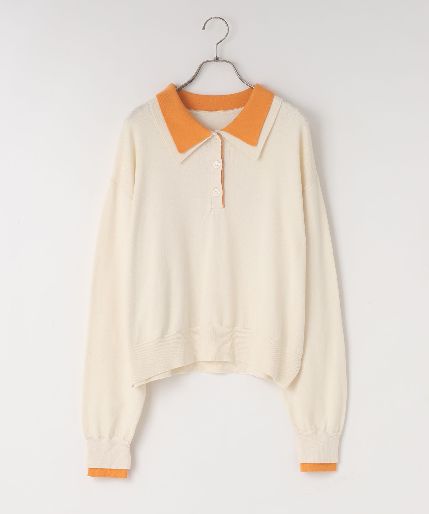 LOWRYS FARM「バイカラーニットポロＬＳ」|ニット・セーター|