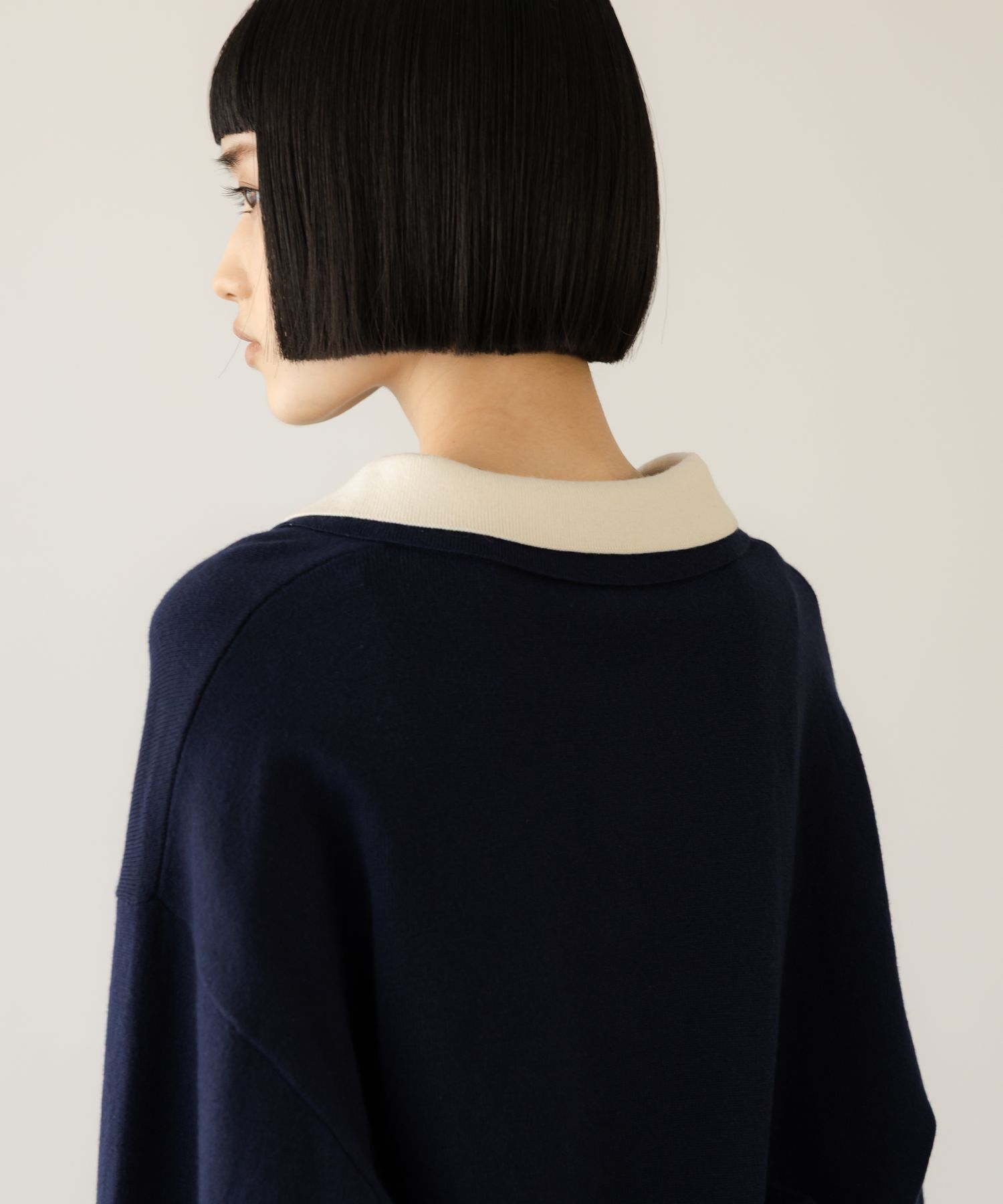 LOWRYS FARM「バイカラーニットポロＬＳ」|ニット・セーター|