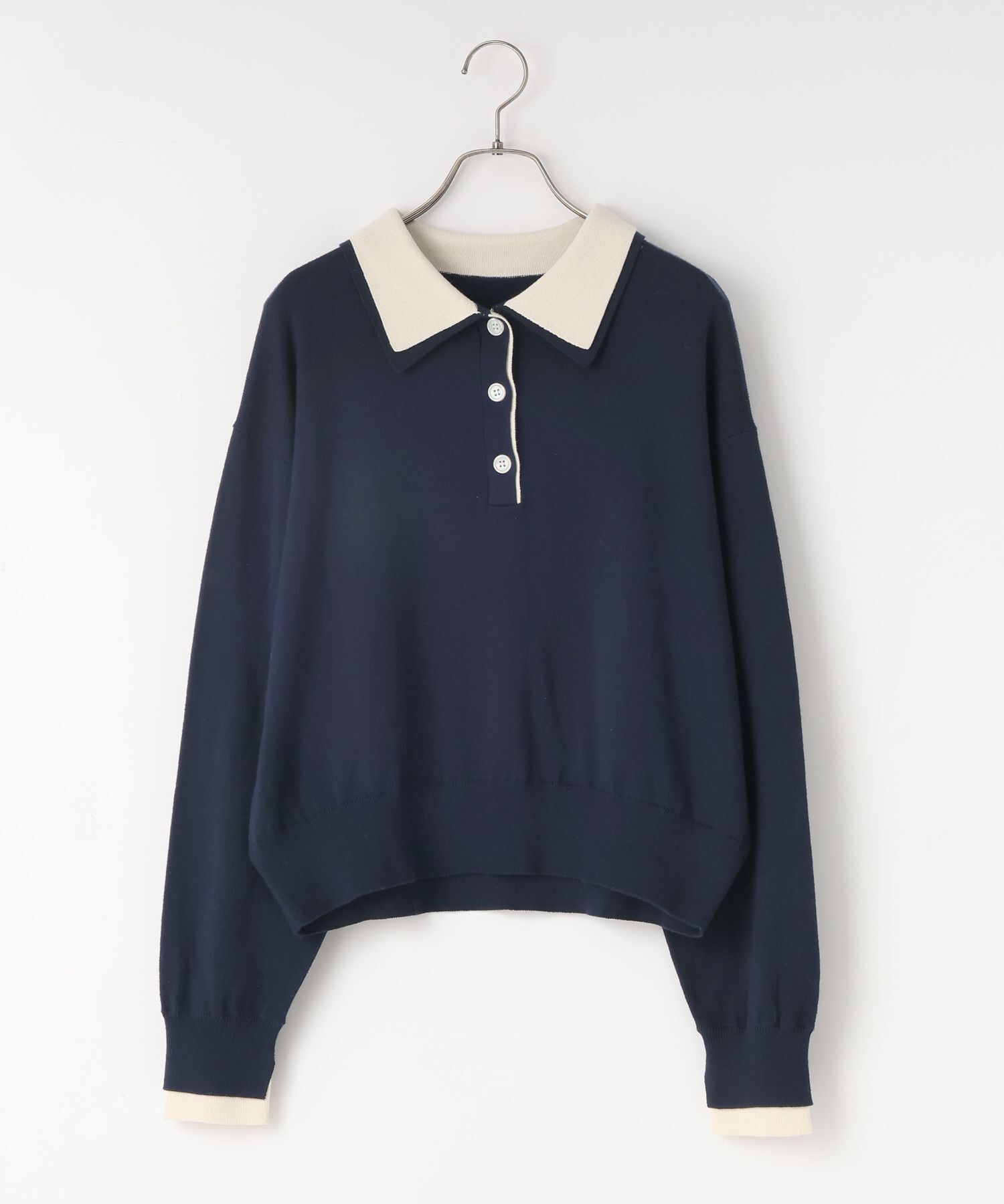 LOWRYS FARM「バイカラーニットポロＬＳ」|ニット・セーター|