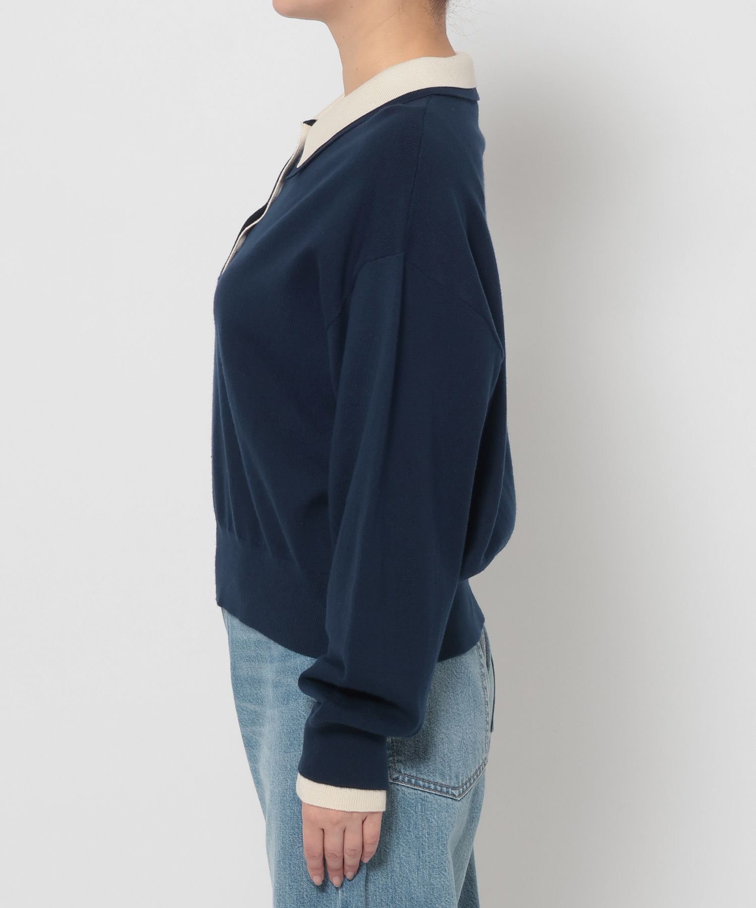 LOWRYS FARM「バイカラーニットポロＬＳ」|ニット・セーター|