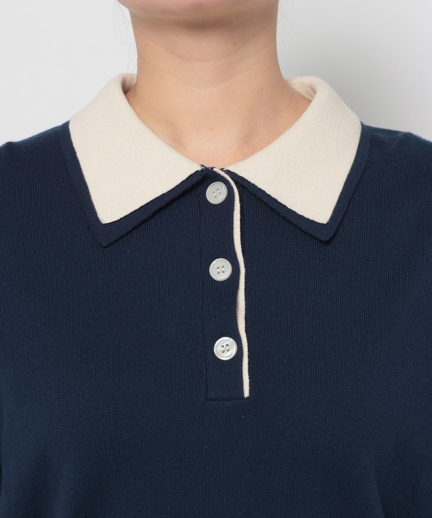 LOWRYS FARM「バイカラーニットポロＬＳ」|ニット・セーター|