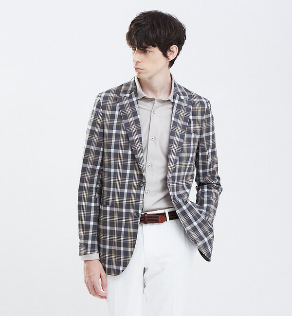 ABAHOUSE「【Recency of Mine】FLEXクールマックスサッカージャケット」|テーラードジャケット|グレー