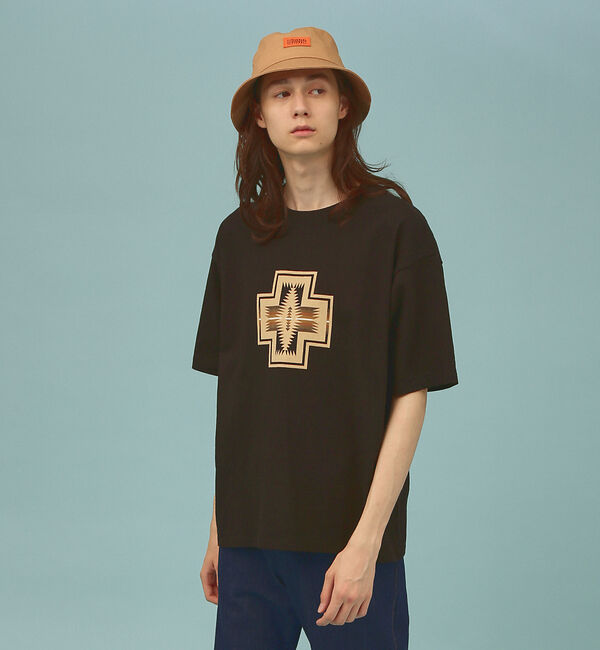 ABAHOUSE「[PENDLETON/ペンドルトン] ネイティブ柄フロントプリント ショートスリ」|Tシャツ・カットソー|ブラック