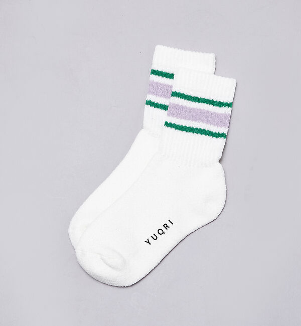 ABAHOUSE「【YUQRI】puff pile short crew＆line crew /」|ソックス|ホワイト系その他3