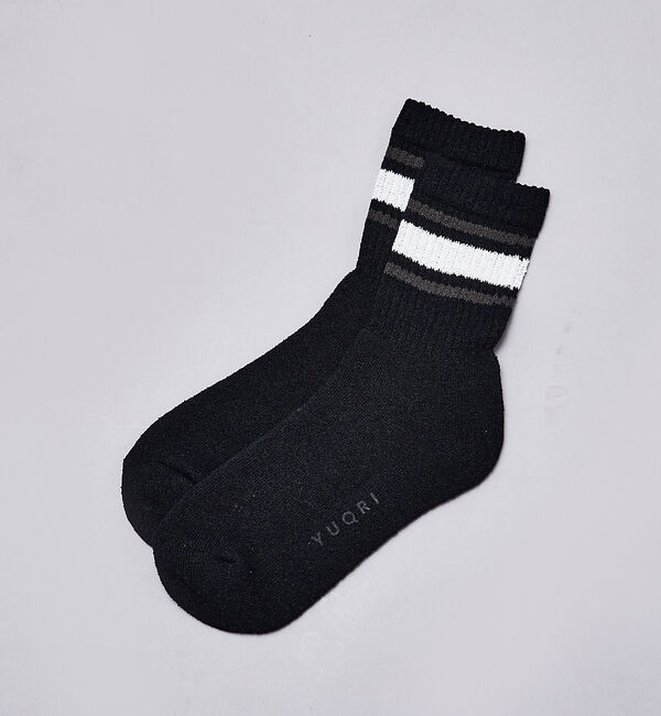 ABAHOUSE「【YUQRI】puff pile short crew＆line crew /」|ソックス|ブラック系その他1