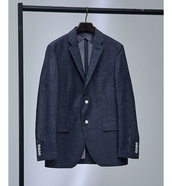 ABAHOUSE「【セットアップ対応/FLEX JACKET】TOP調 カラミ メッシュ ナチュラ」|テーラードジャケット|ダークネイビー