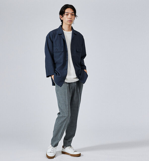 ABAHOUSE「【セットアップ対応】リネンライクミリタリーシャツ/CPOシャツ」|シャツ・ブラウス|